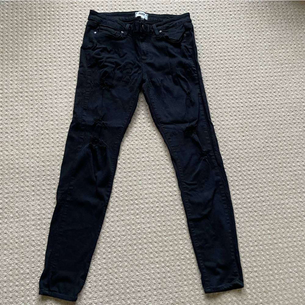 Distressed classic black jeans